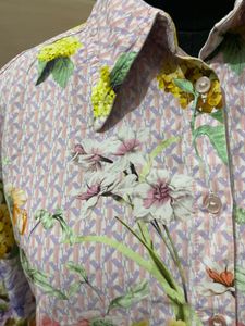 Vibrant Floral Print Button-Up Blouse