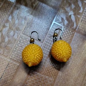 Golden Flower and Fruit Earrings
