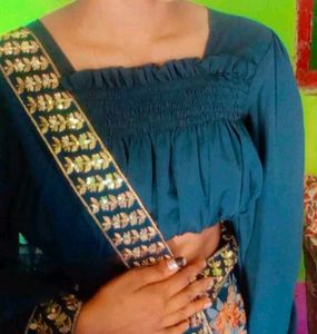 Smocked Long Sleeve Top