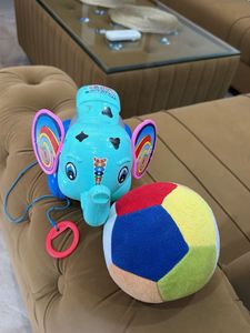 Cute Pull-Along Elephant Toy with Ball