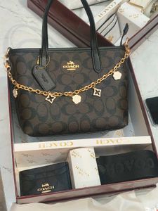 Coach Coffee Brown 🤎 with charm &amp; Cardholder