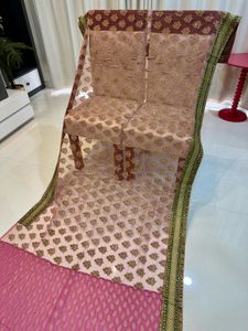 Elegant Pink Embroidered Net Saree