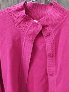 Bright Pink Knit Cardigan crop jacket