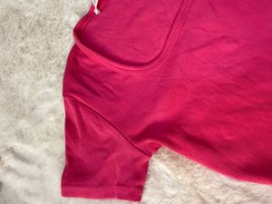 MANGO Vibrant Pink Ribbed Cropped Top