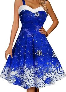 5529. Festive Snowflake Print Dress