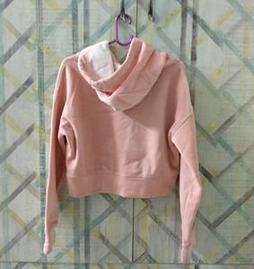 Pink Korean Hoodie Crop Top