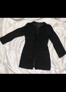 Elegant Black Tweed Jacket coat