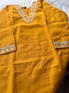 Elegant Mustard Kurta Set with Embellishments