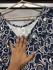 Navy &amp; White Pattern Dress