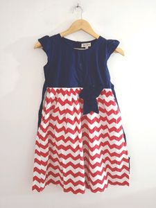 White, Blue & Red Girls Frock (Kids)