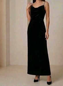 Black Velvet bodycon/ Maxi Dress