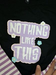 Black 2in1 Tshirt Plus Ribbed Top Sweatshirt BTS