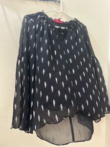 Stylish Black Printed Bell Sleeve Top