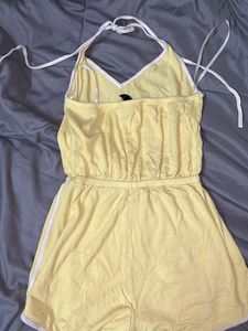 Cute Yellow Ribbed Romper