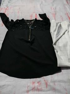 Combo Chic Black Lace &amp; Zip Top with pent