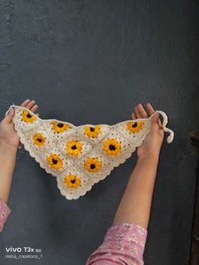Sunflower Crochet Bandana Scarf