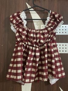 Maroon Plaid Tie-Front Top🍷