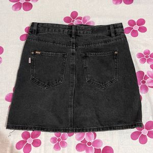 Black Denim Mini Skirt