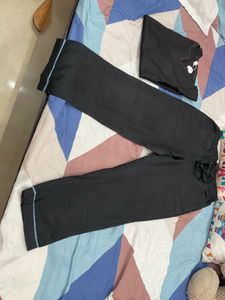 Black Co-Ord Set With Grey Stripe Detaili