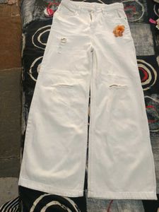 white ribbed wide leg jeans for women ✨🙈💓