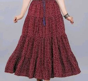 Bohemian Print Tiered Maxi Skirt