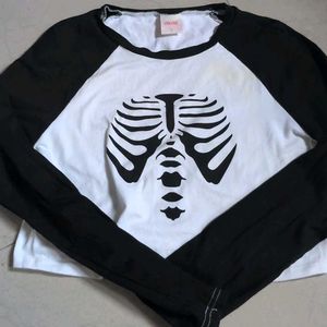 Gothic Skeleton Rib Cage Graphic Long Sleeve Tee