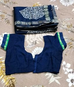 ELEGANT BLUE FLORAL SAREE