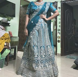 Teal Embellished Lehenga Choli
