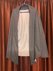 Gray Open Front Cardigan