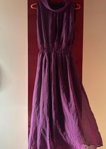 This is a Sleeveless Cowl Neck Midi Dress - Purple