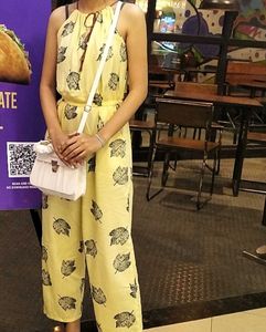 Yellow Leaf Print Jumpsuit