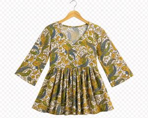 Stylish Printed V-Neck Kurta Top