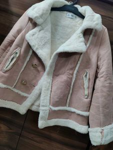 Pink Faux Fur Trim Jacket