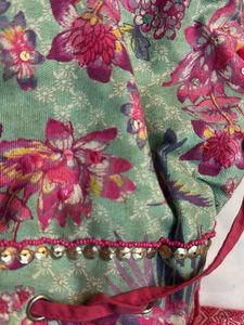 Floral Drawstring Bucket Bag