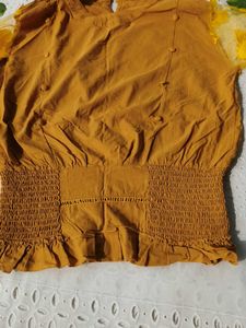 Mustard Floral Sleeve Top