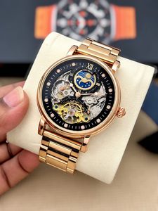 Rose Gold Skeleton Automatic Watch
