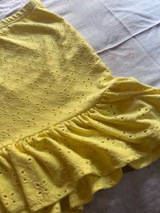 Yellow Ruffle Mini Skirt