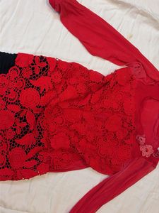 Red Lace Long Sleeve Dress
