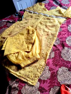 Elegant Yellow Embroidered Kurti Set