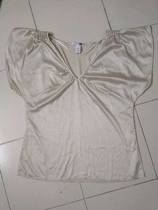 H&M Cream Blouse with Shoulder Detail