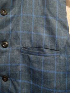Men's Blue Check Nehru Jacket