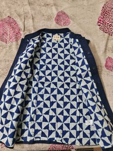 Blue Ethnic Sleeveless Nehru Jacket