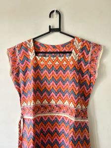 Peach and Pink Patterned Kurta
