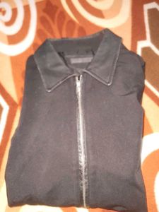 Black Color Zipper Coat