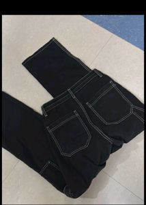 Black Cargo Pants with Contrast Stitching