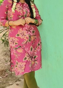 Floral Print Pink Kurti