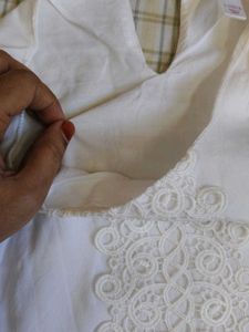 White Lace Detail A-Line Dress