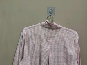Pink Gingham Bell Sleeve Shirt