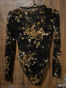 Black Lace Floral Corset Bodysuit