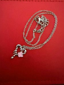 Antitanished Heart Necklace with Butterfly Pendant